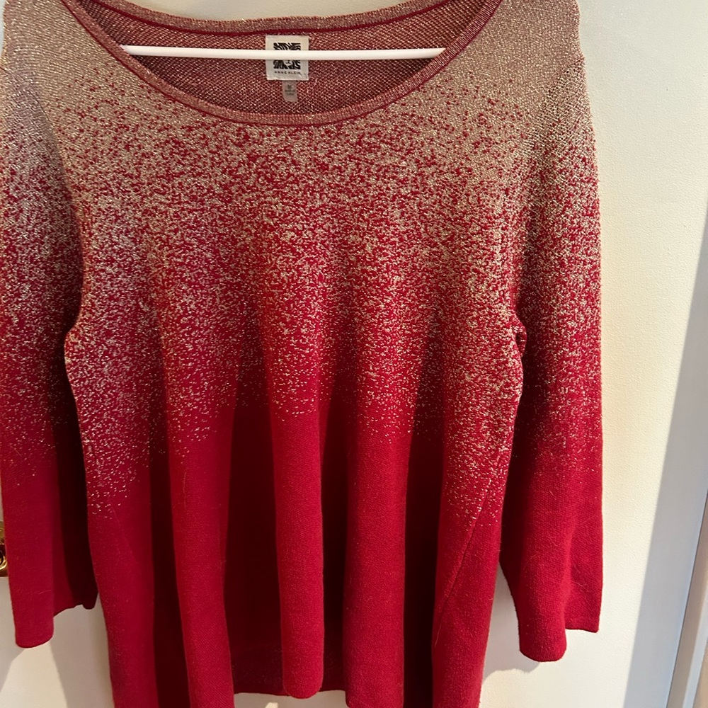 Anne Klein red and gold sweater